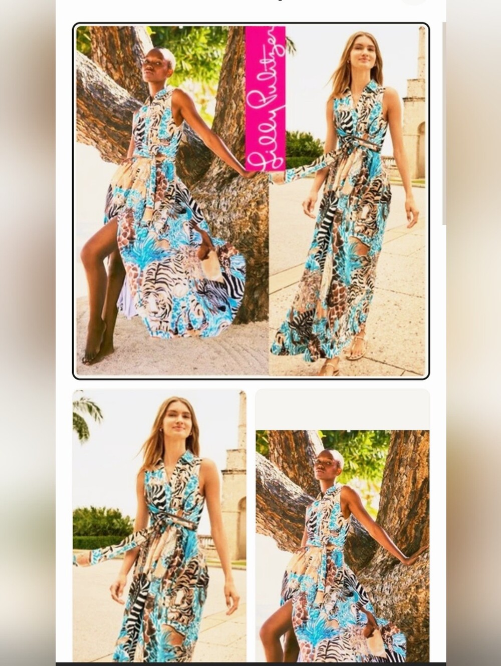 NWT Lilly Pulitzer Marria Maxi Shirt Dress Breezy Aqua Lilly's Zoo, Size 6